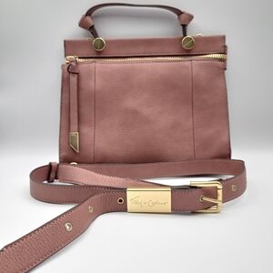 Foley + Corinna Dusty Rose Pink Leather Satchel Crossbody Bag Gold Hardware